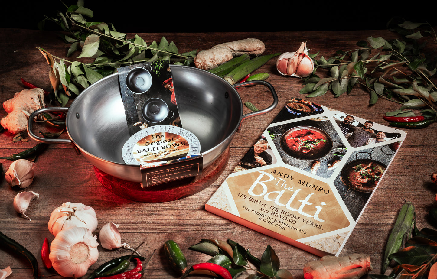 GIFT SET; 'THE BALTI KING', Bowl and Stand, SIGNED book, Base Sauce and Spices