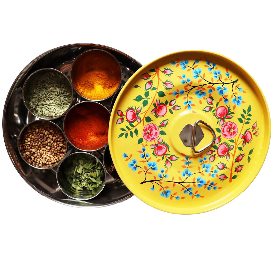 Hand Painted Masala Dabba Spice Tin
