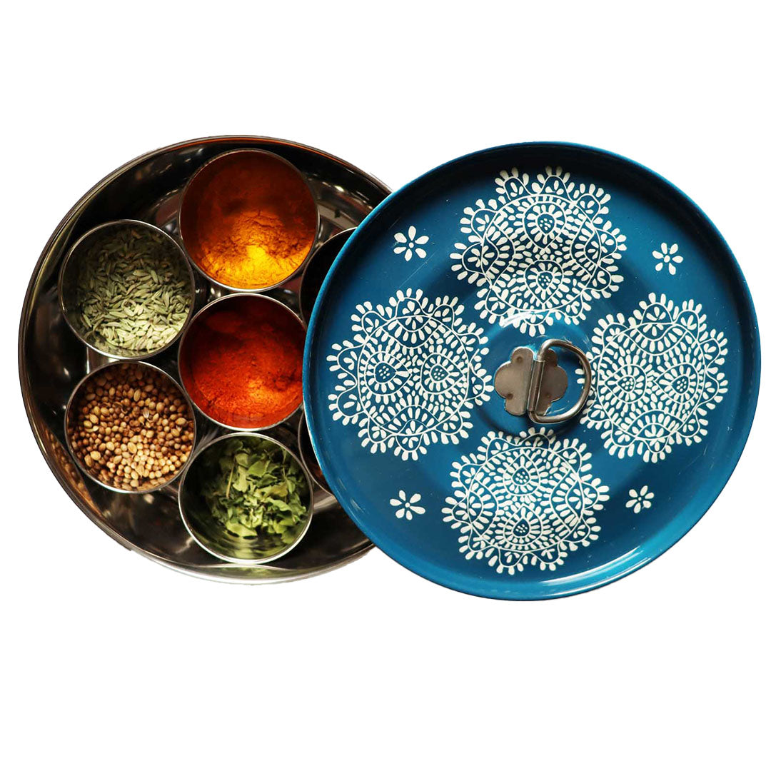Hand Painted Masala Dabba Spice Tin