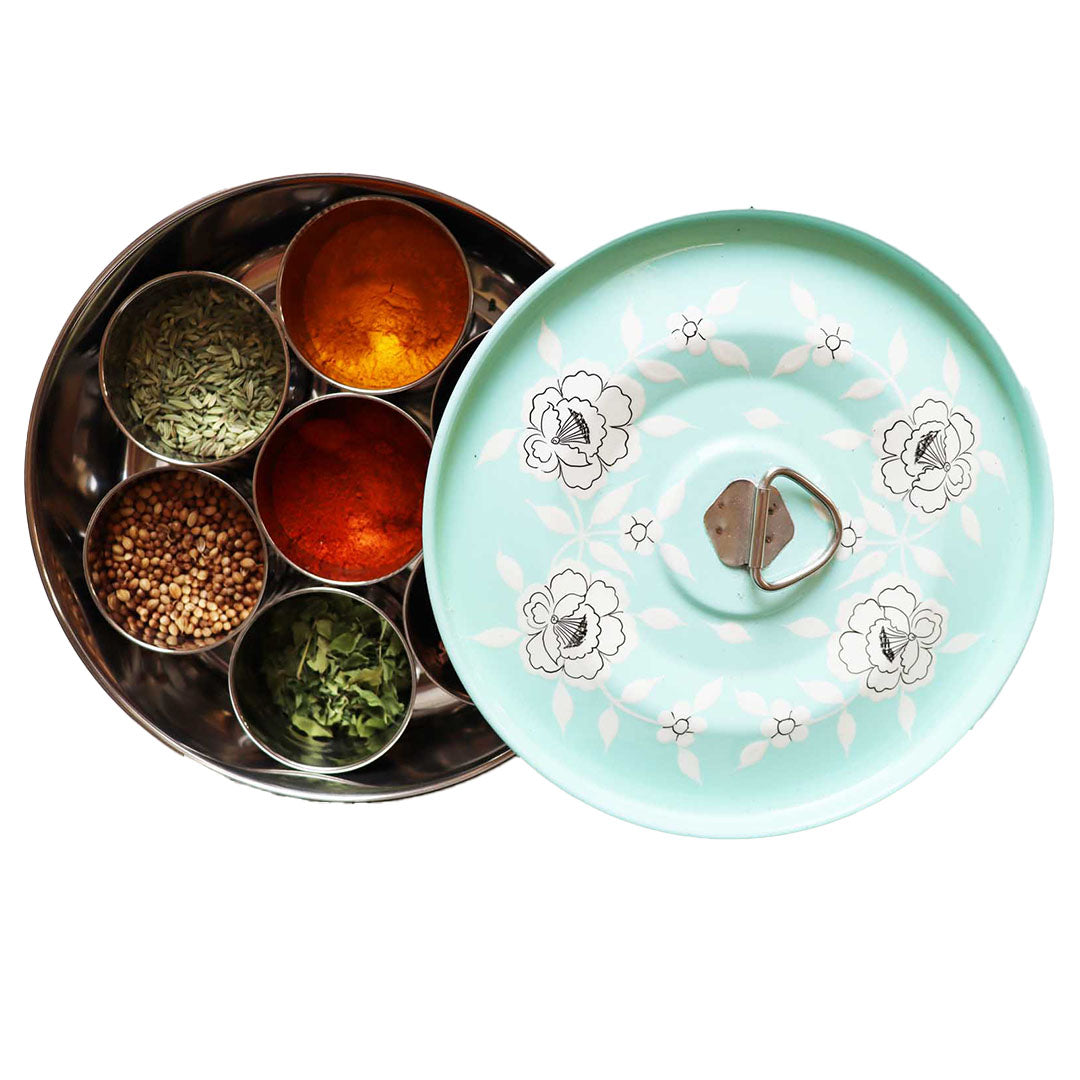 Hand Painted Masala Dabba Spice Tin