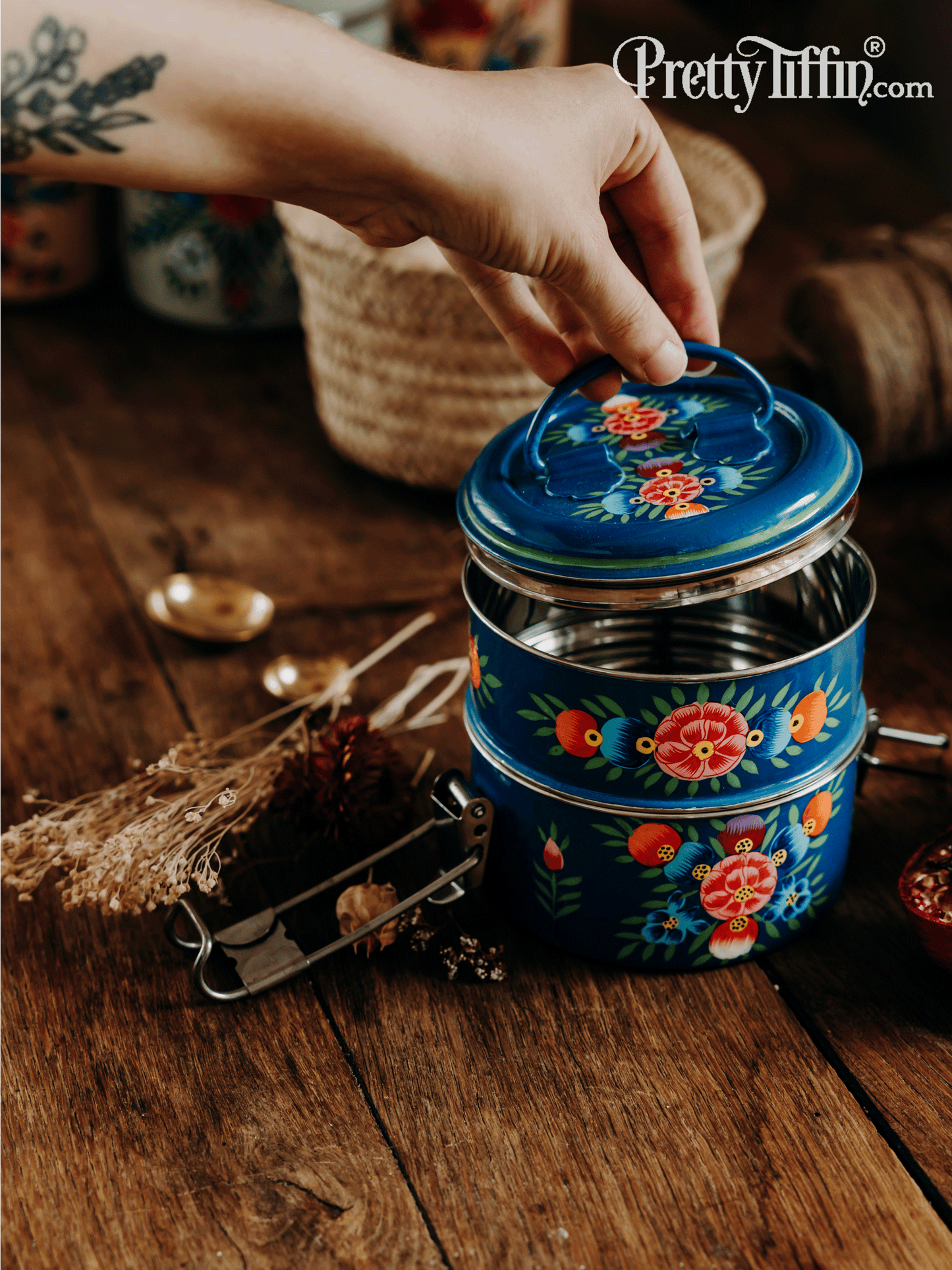 Traditional Tiffin Indian Lunchbox Two Compartment Lunchbox