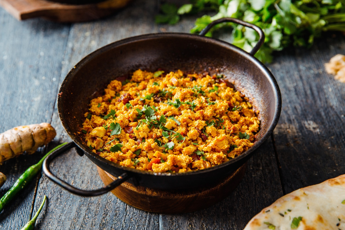 'Masala Eggs' - Spicy Scrambled Eggs, an 'eggtastic' flash in the breakfast 'Balti' pan