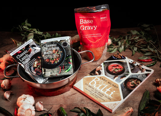 GIFT SET; 'THE BALTI KING', Bowl and Stand, SIGNED book, Base Sauce and Spices