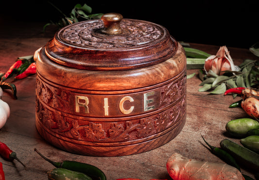 Hand Carved 'RICE' Thermal Serving Box