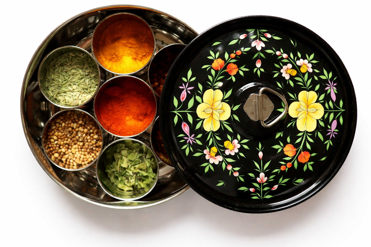 Hand Painted Masala Dabba Spice Tin