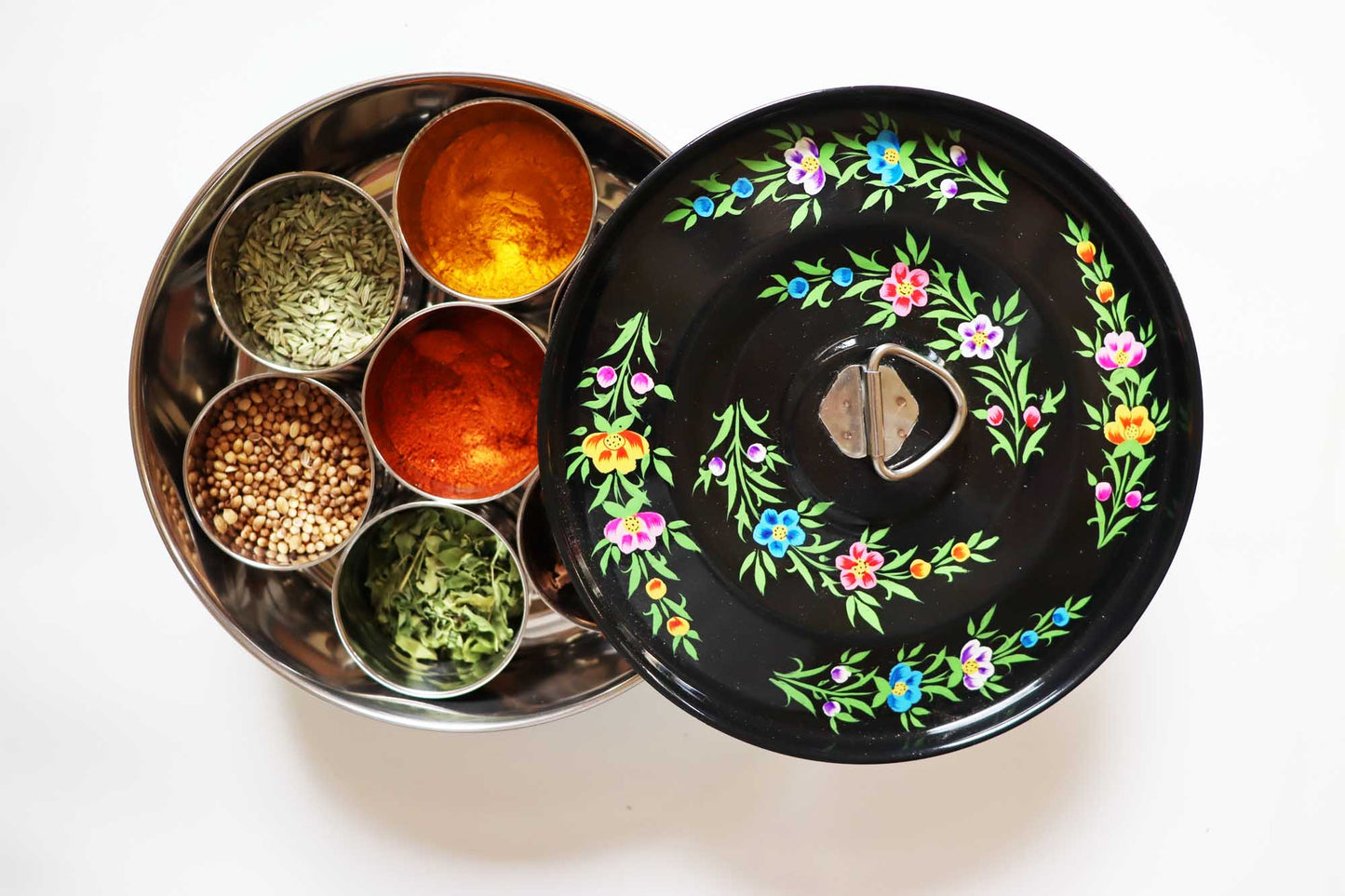 Hand Painted Masala Dabba Spice Tin