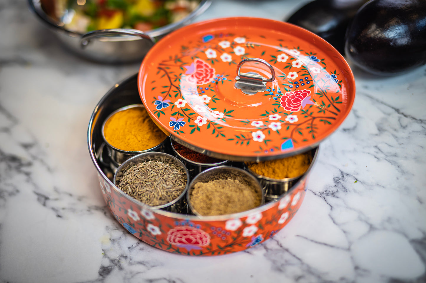 Hand Painted Masala Dabba Spice Tin