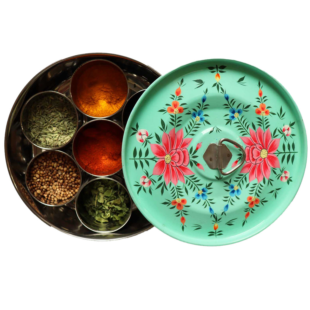 Hand Painted Masala Dabba Spice Tin