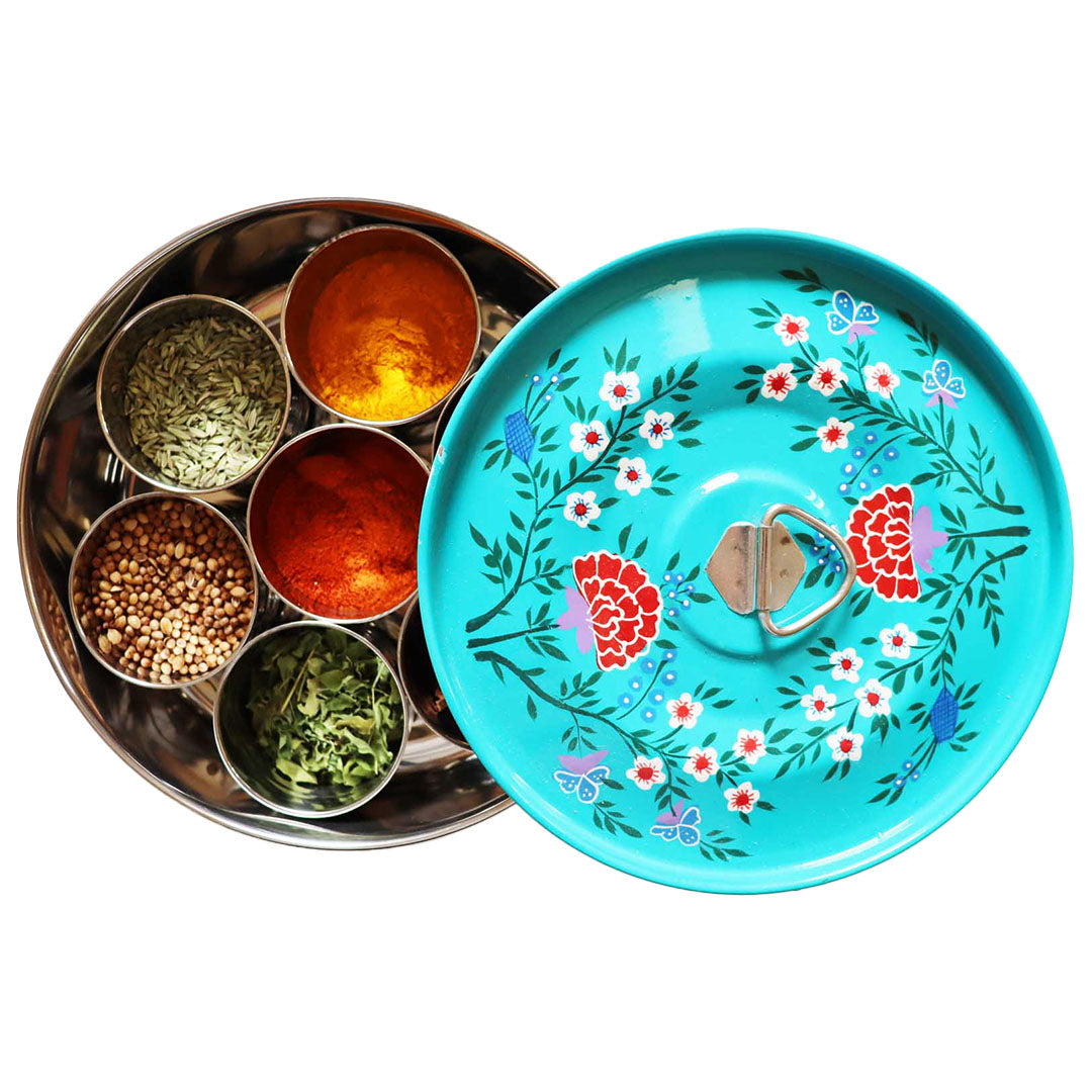 Hand Painted Masala Dabba Spice Tin
