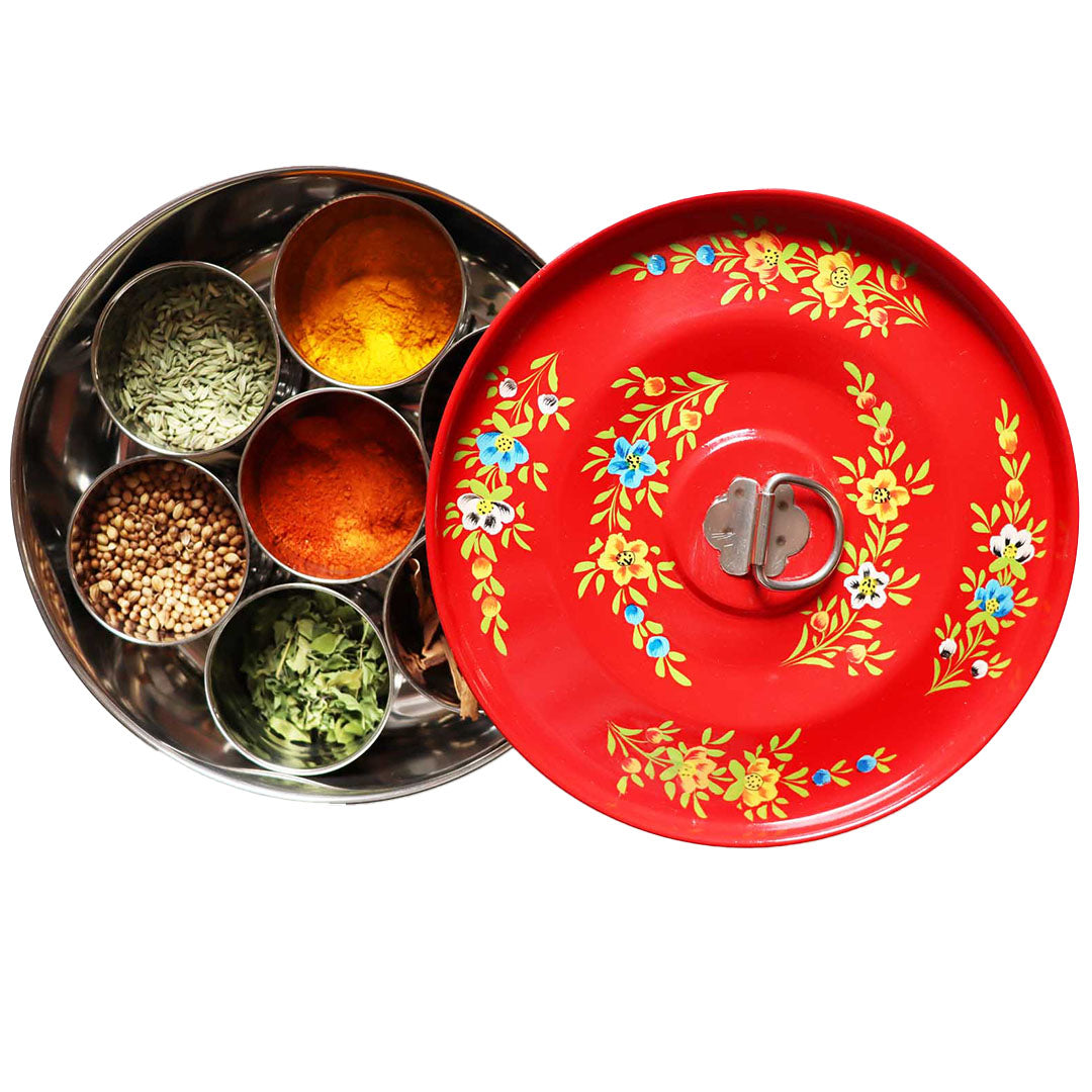 Hand Painted Masala Dabba Spice Tin
