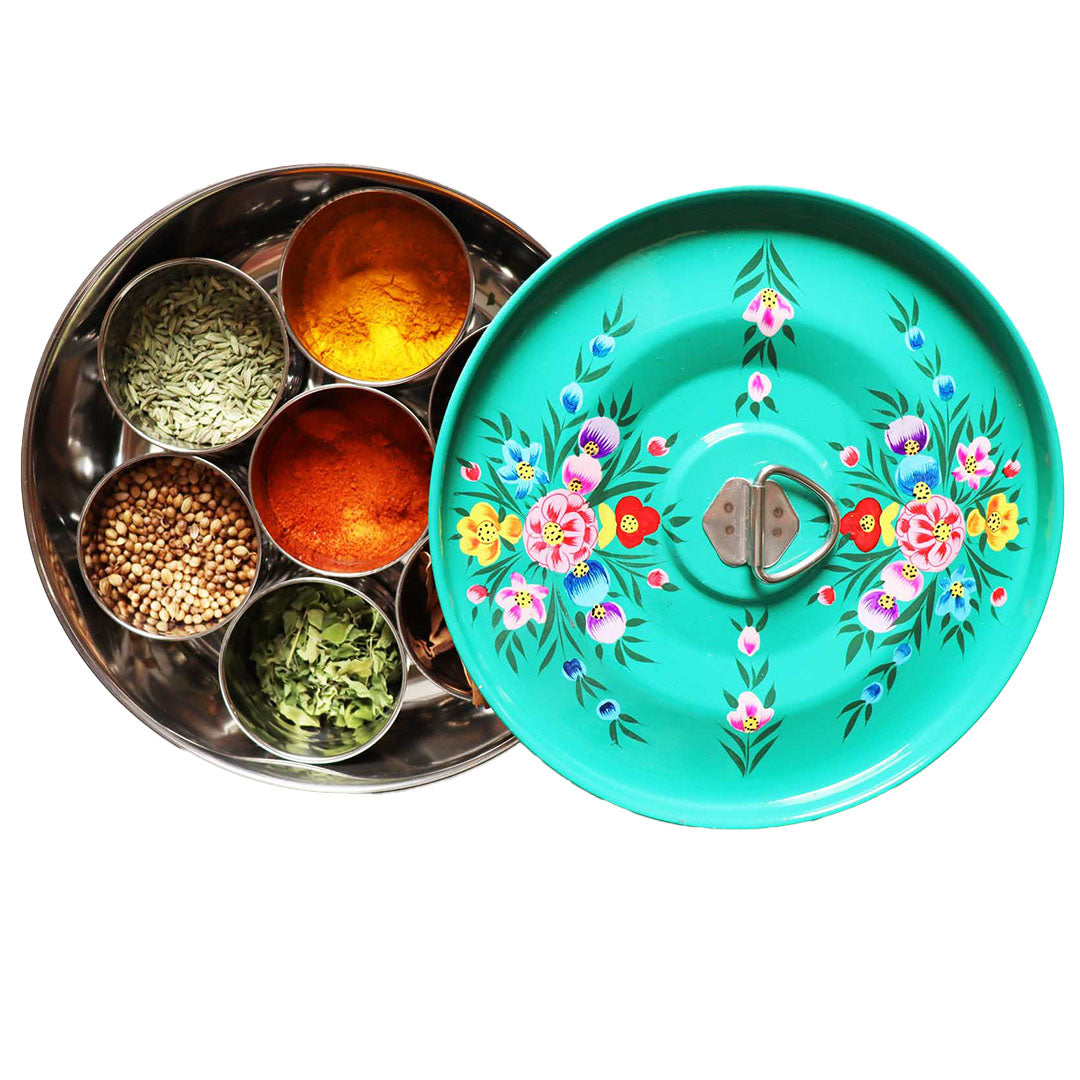 Hand Painted Masala Dabba Spice Tin