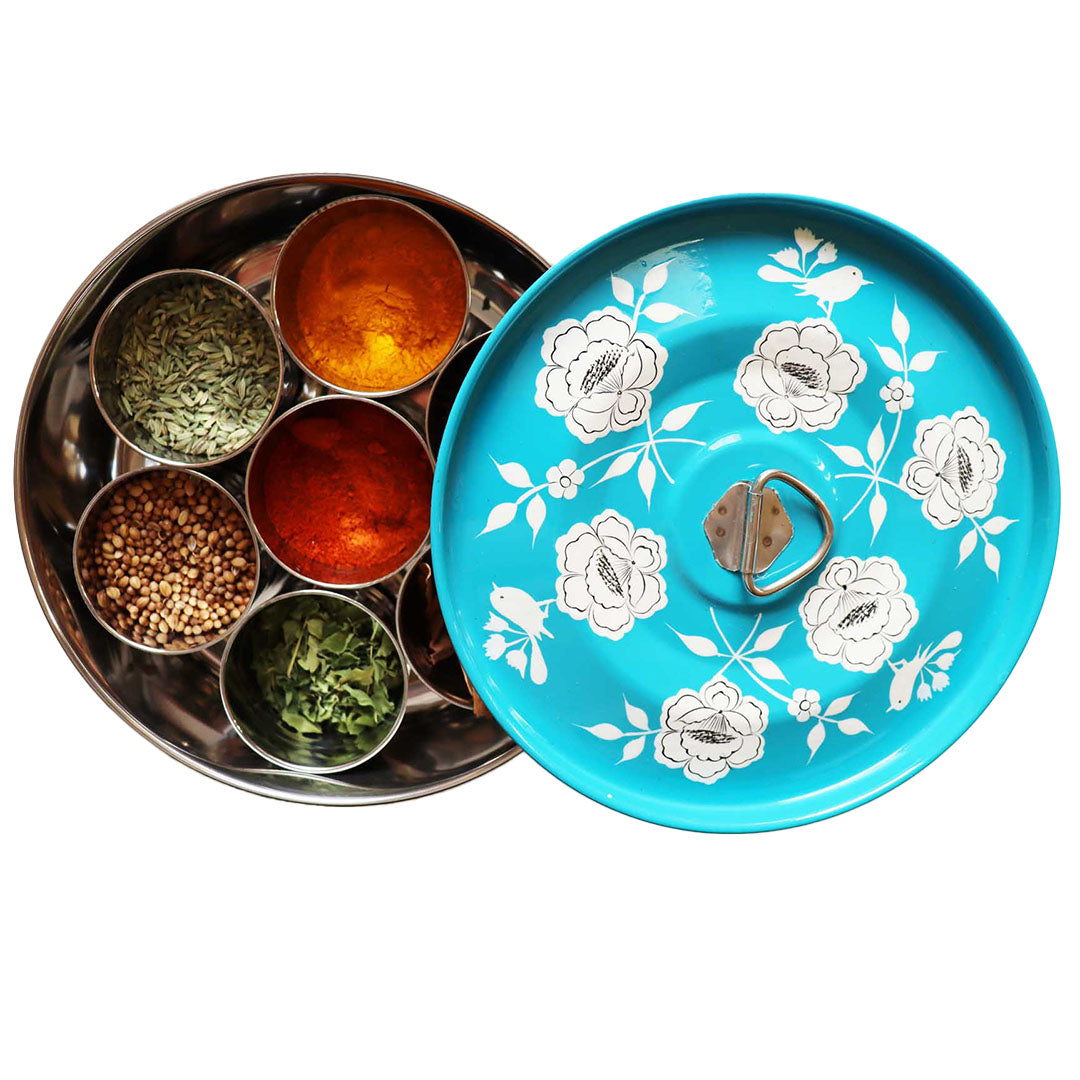 Hand Painted Masala Dabba Spice Tin