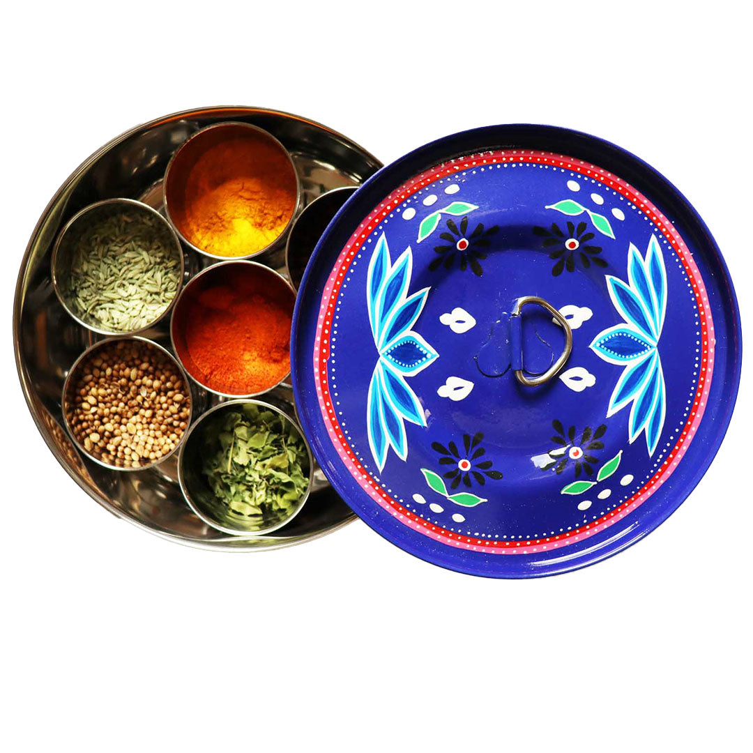 Hand Painted Masala Dabba Spice Tin