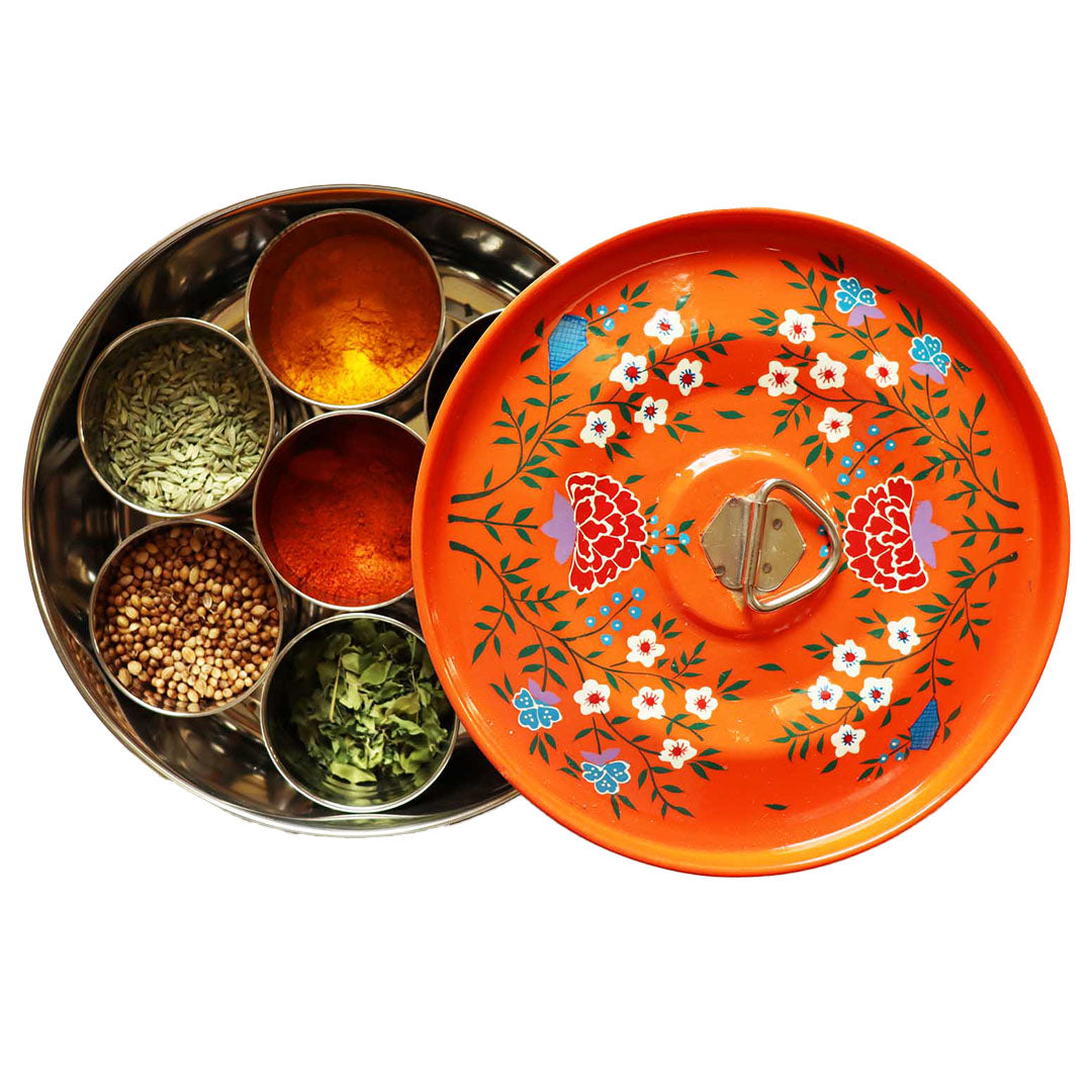 Hand Painted Masala Dabba Spice Tin