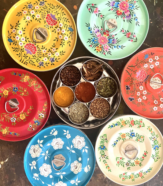 Hand Painted Masala Dabba Spice Tin