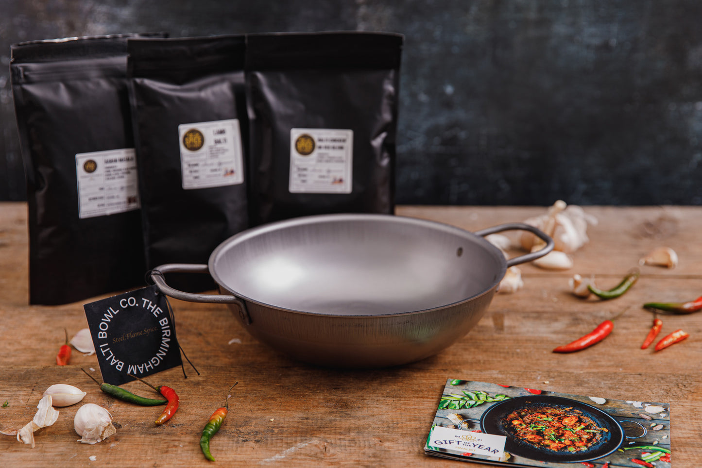 GIFT SET; Authentic Balti Bowl and Curry King Spice Set