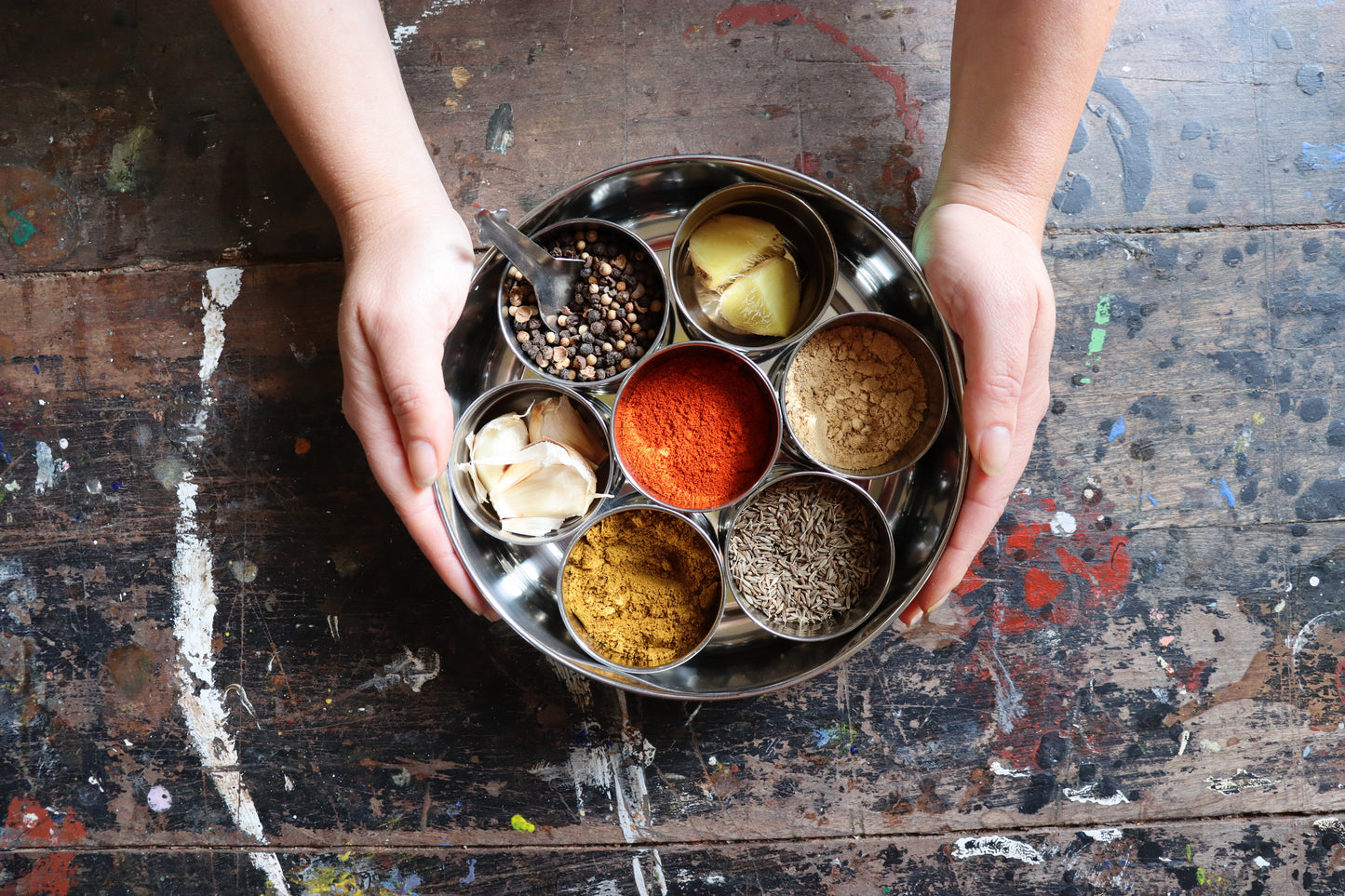 Hand Painted Masala Dabba Spice Tin