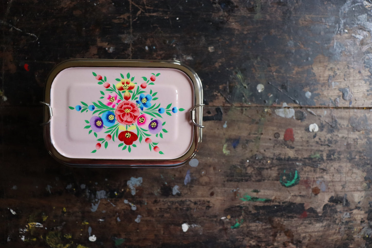 Sandwich Tin, Nesting Lunchbox, metal lunchbox, ladies lunchbox, hand painted