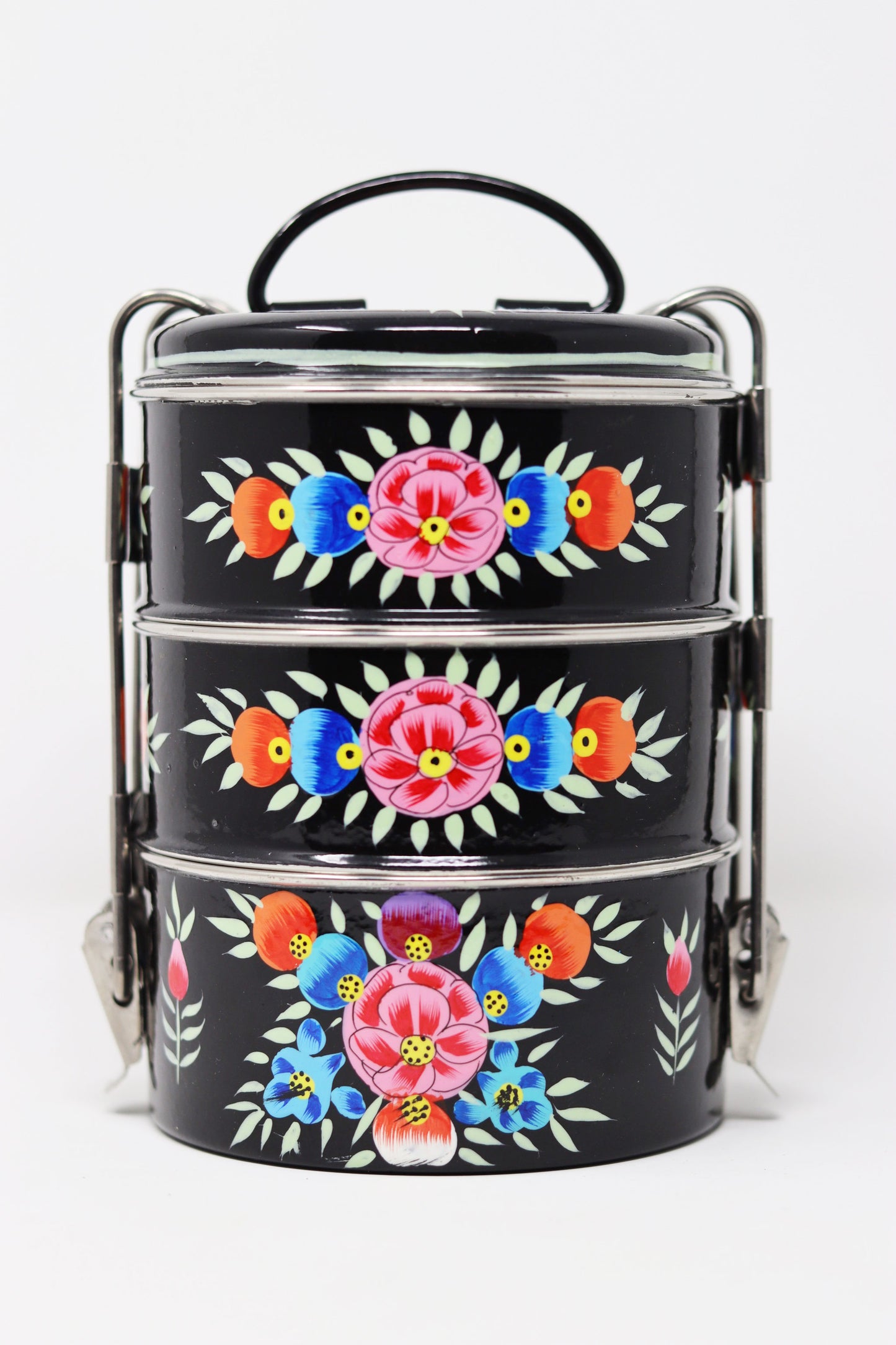 Traditional Indian Tiffin Lunch Box Three Compartment Lunchbox