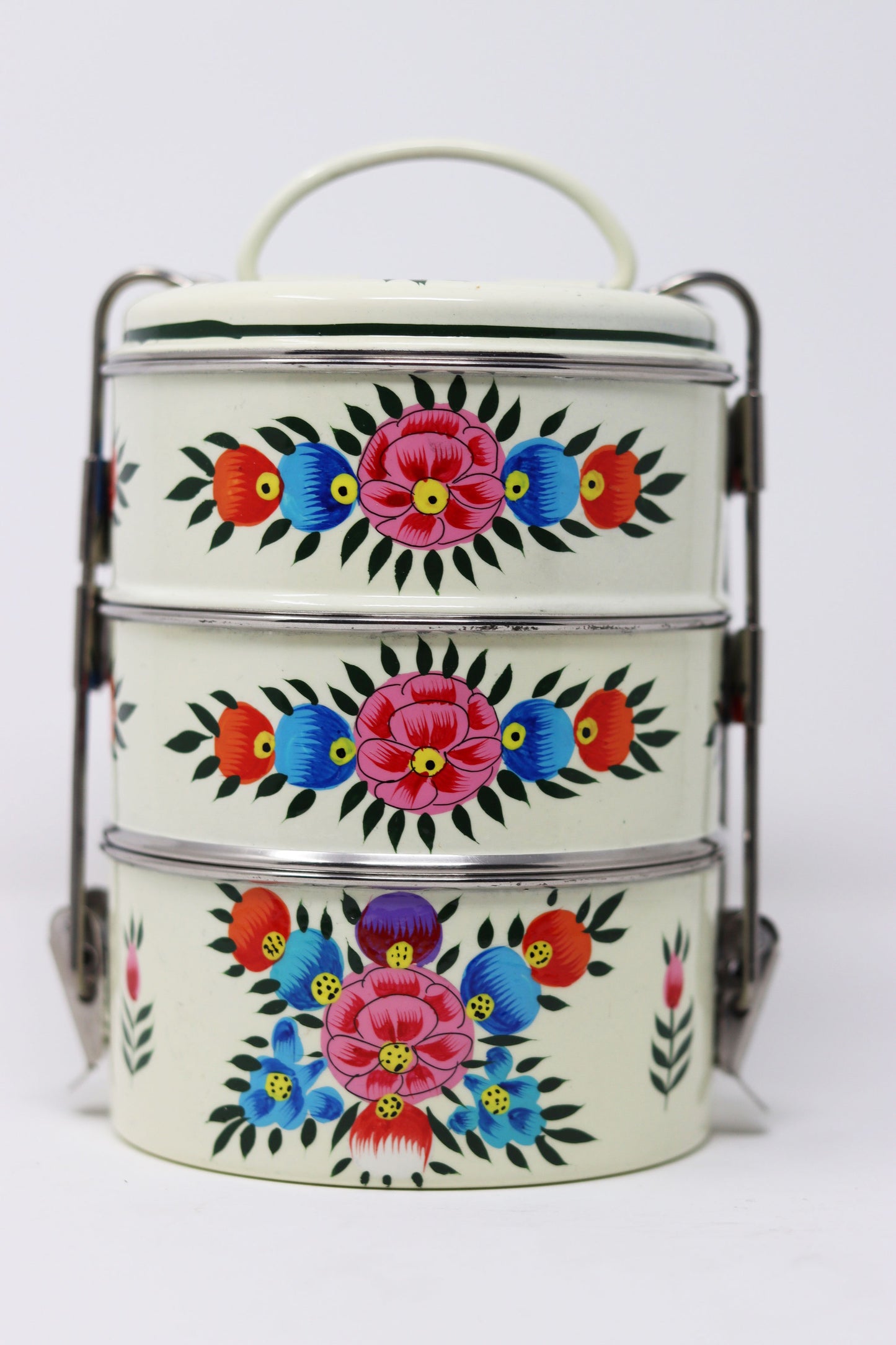 Traditional Indian Tiffin Lunch Box Three Compartment Lunchbox