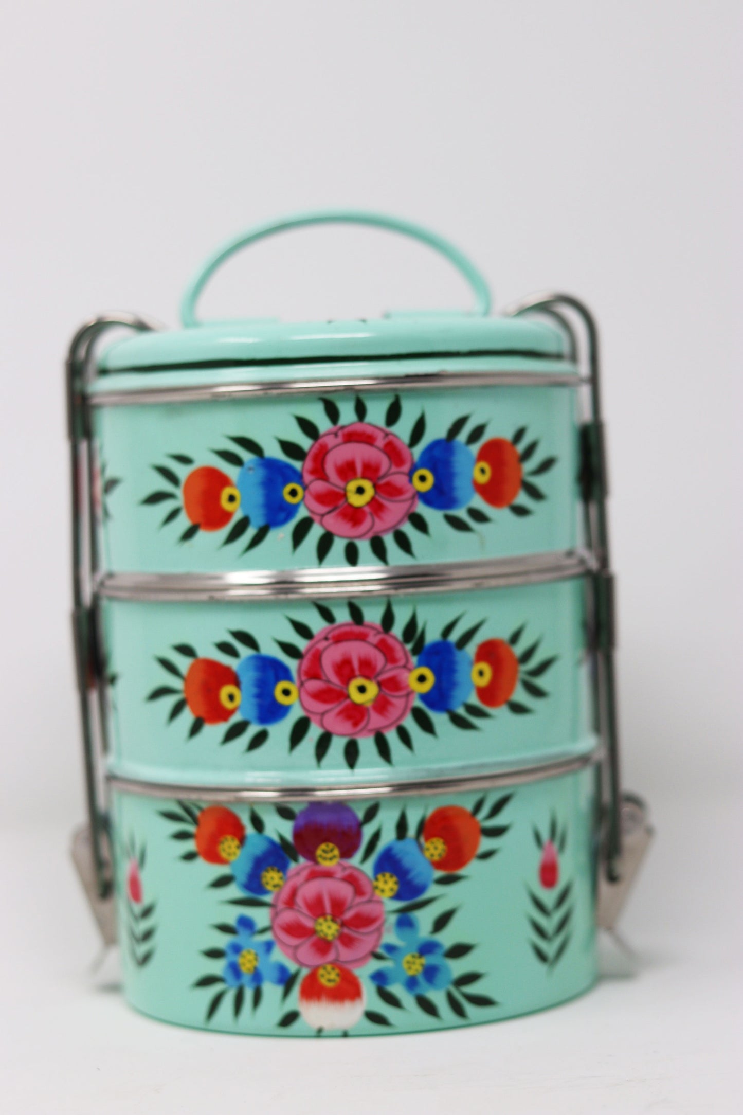 Traditional Indian Tiffin Lunch Box Three Compartment Lunchbox