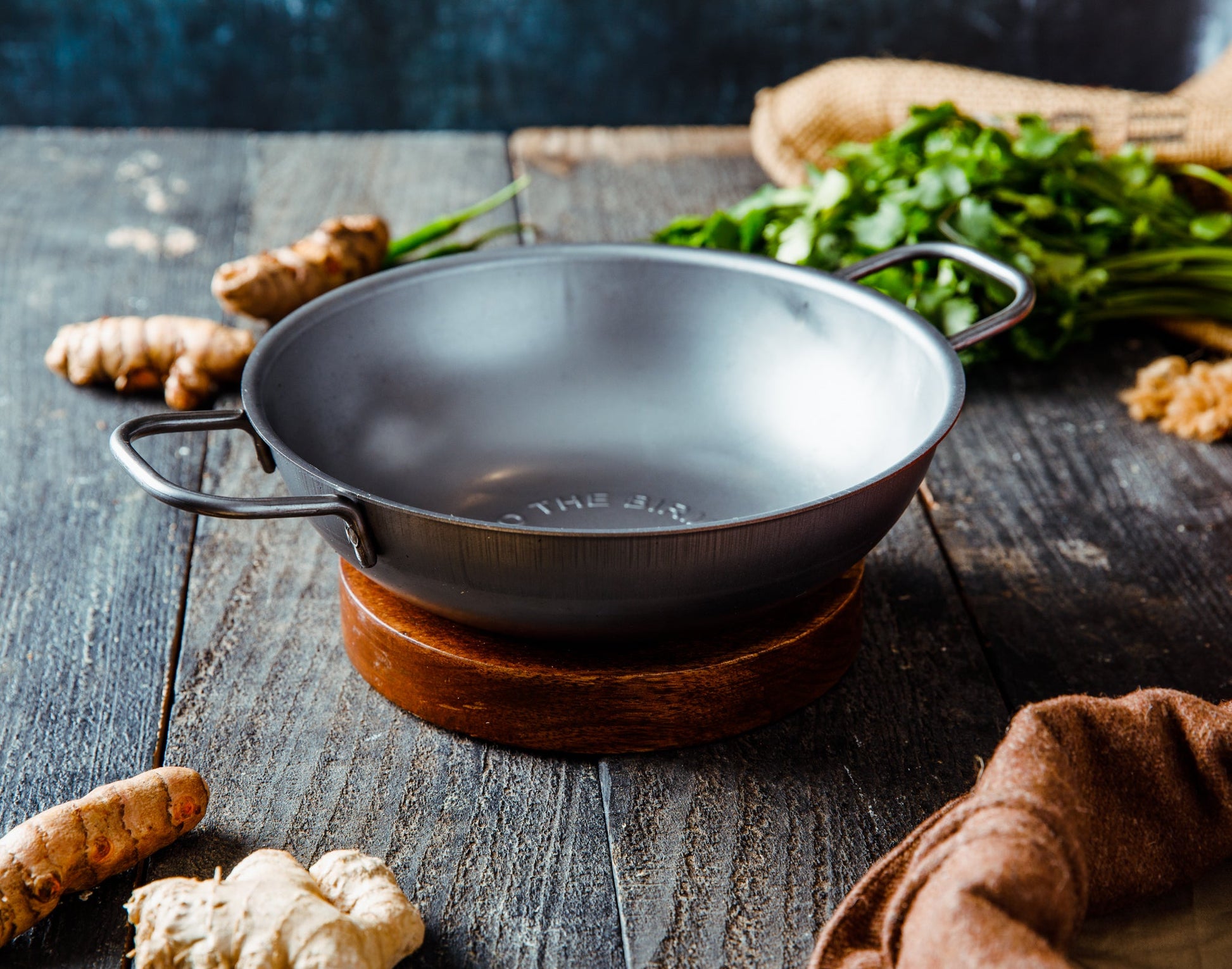 Balti Bowl Stand, Wooden balti stand, Birmingham Balti, Balti dish, silver balti bowl