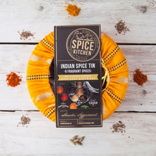 Spice Tin Masala Dabba with Handmade Silk Sari Cover. Includes 9 Indian Spices made fresh to order. Great Taste Award Winning Garam Masala.